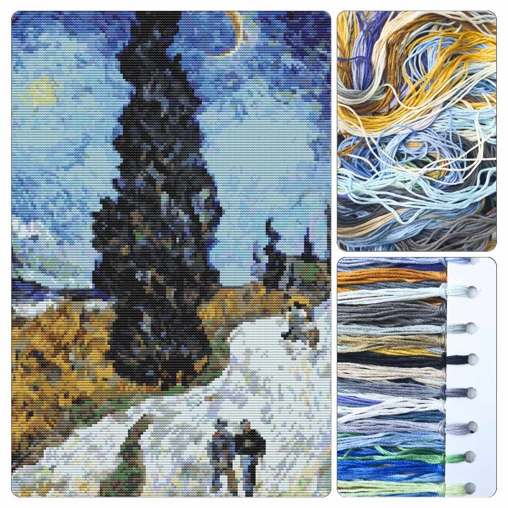 Country Road in Provence Night Cross Stitch Kit