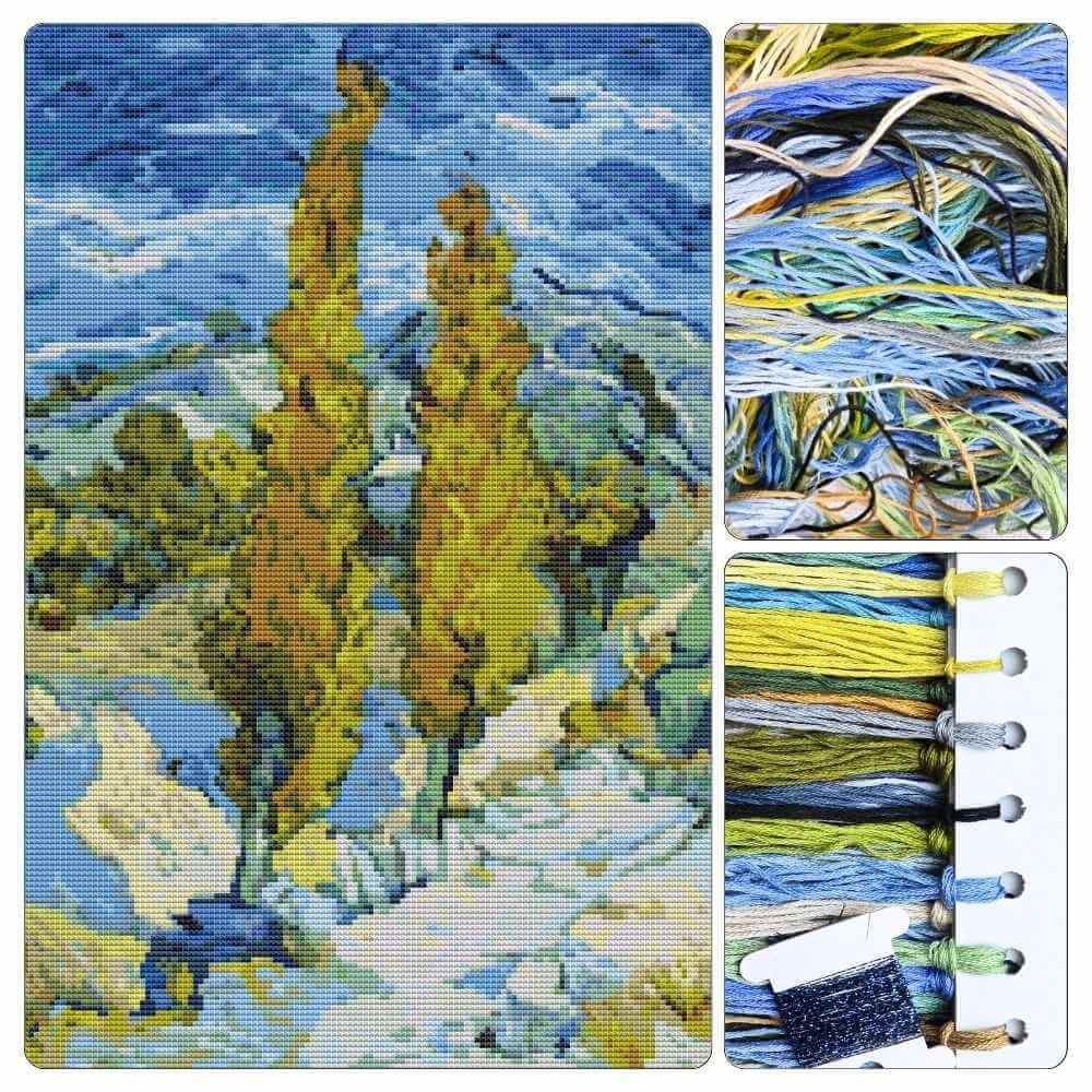 The Poplars at Saint - Rémy Cross Stitch Kit - Premium Cross Stitch Kit - Vincent Van Gogh
