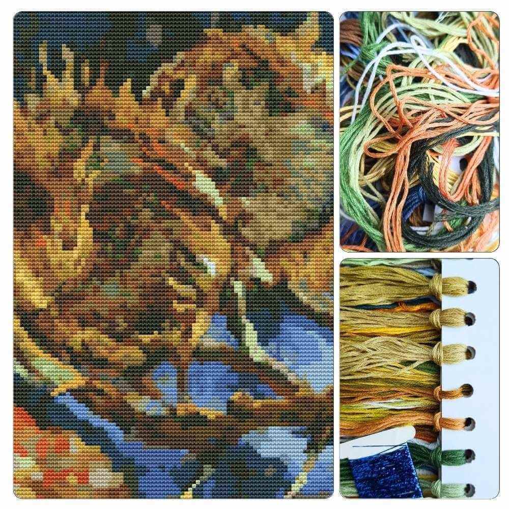 Still Life with Four Sunflowers Cross Stitch Kit - Premium Cross Stitch Kit - Vincent Van Gogh