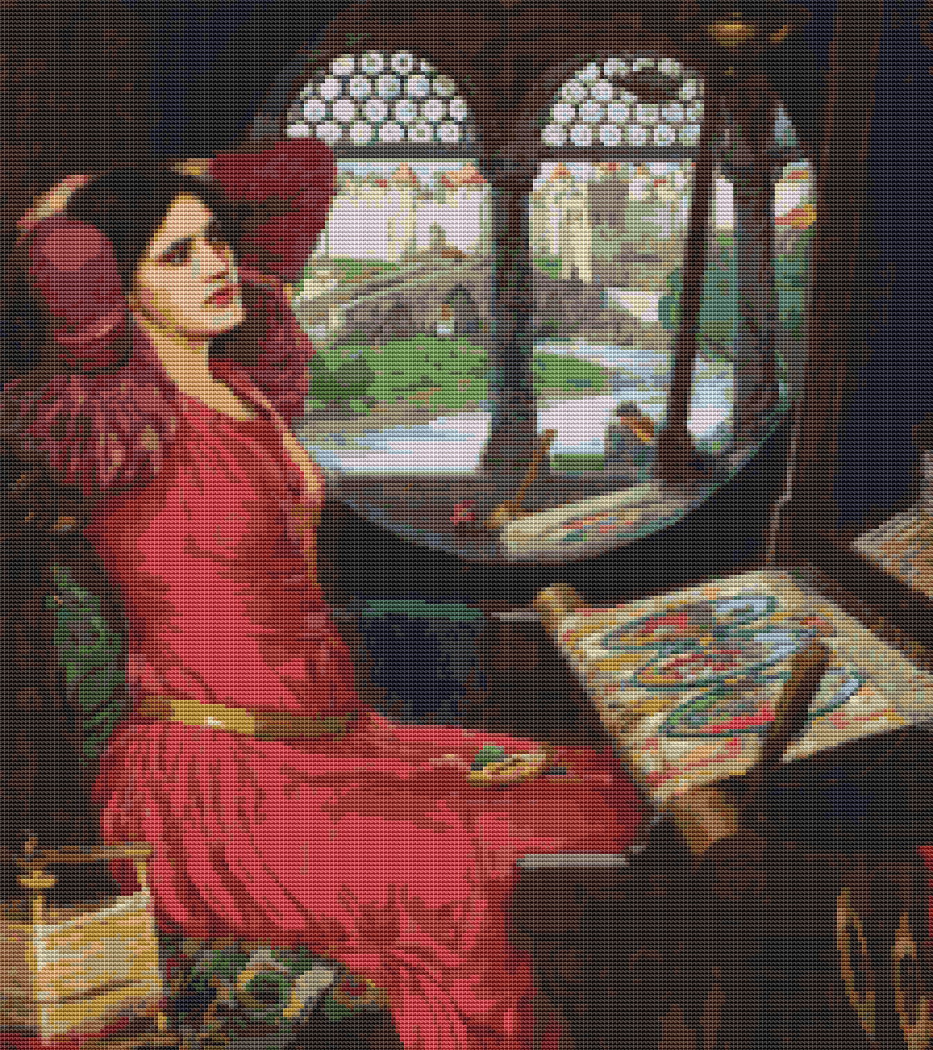I am Half Sick of Shadows said The Lady of Shalott Cross Stitch Pattern by John William Waterhouse