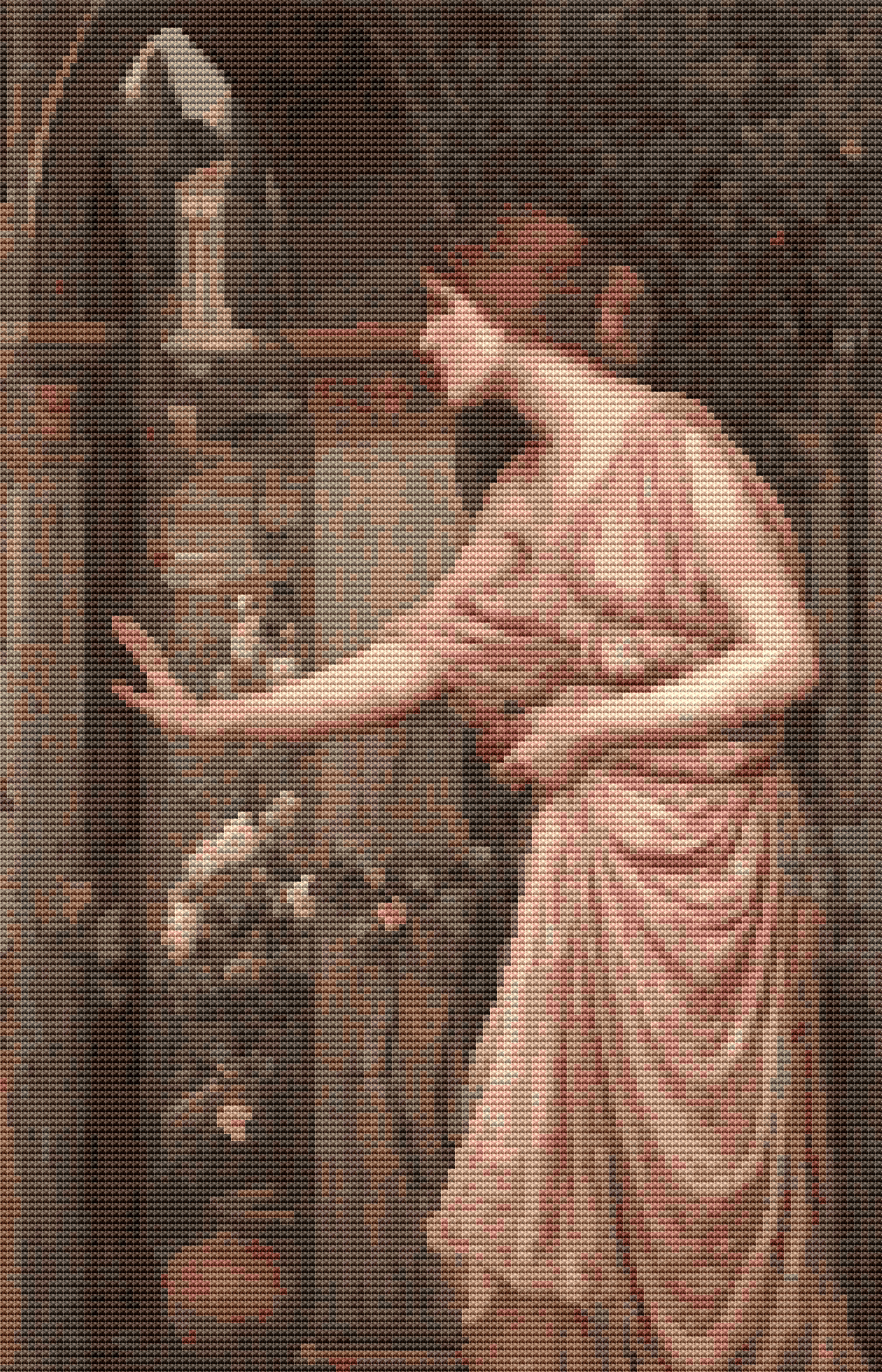 Psyche Entering Cupid's Garden Cross Stitch Pattern by John William Waterhouse