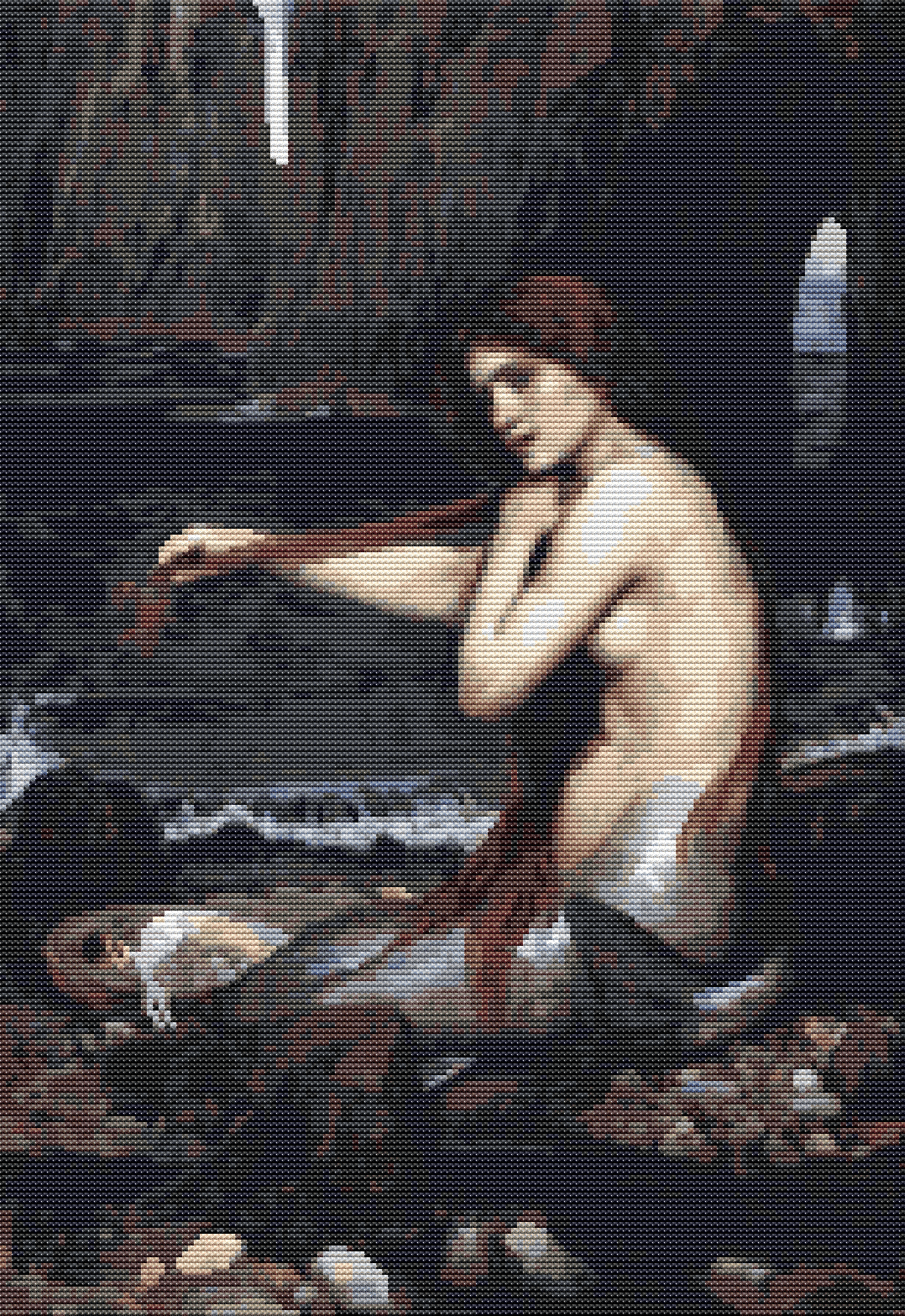 A Mermaid Cross Stitch Pattern by John William Waterhouse