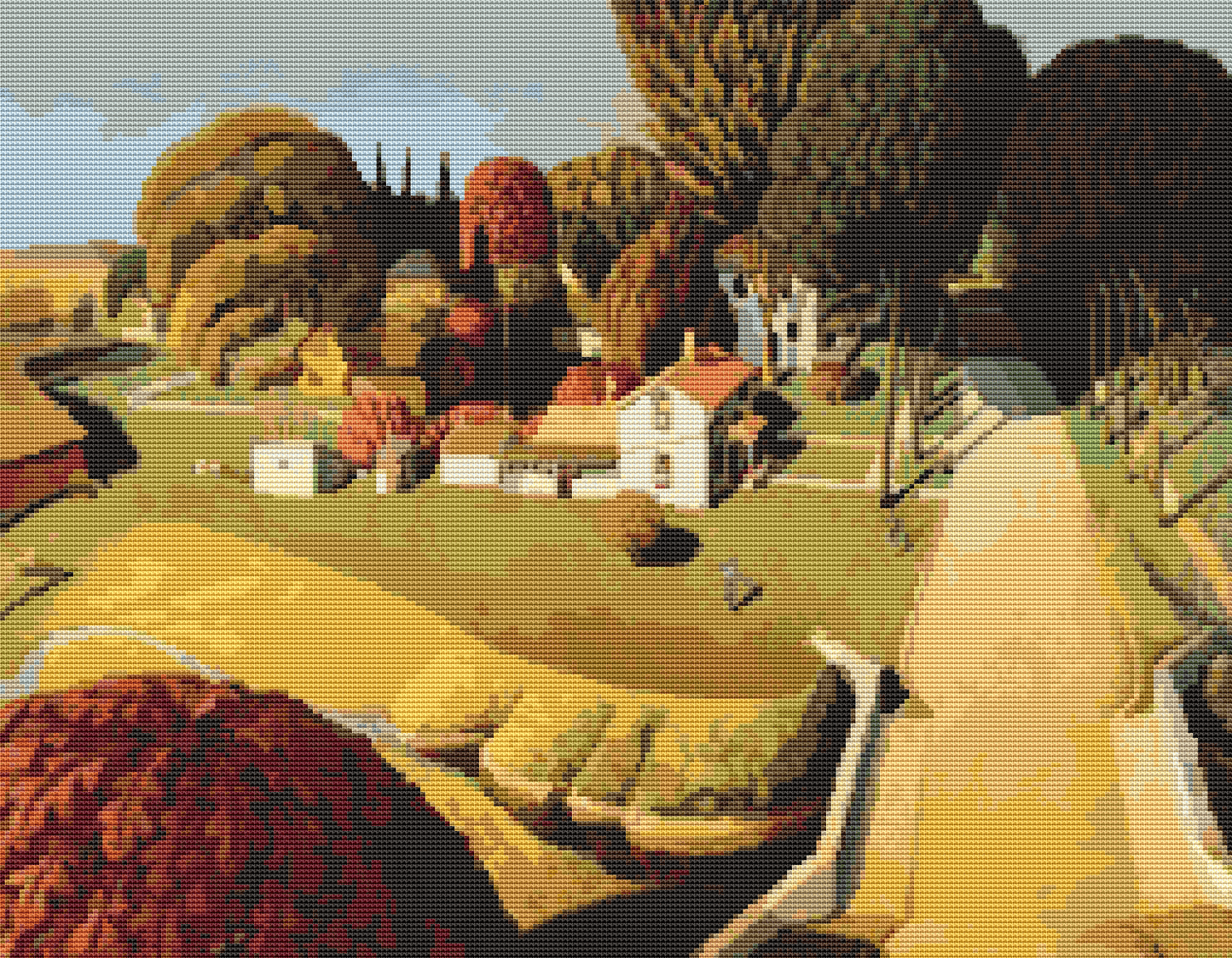 Birthplace of Herbert Hoover Cross Stitch Kit by Grant Wood