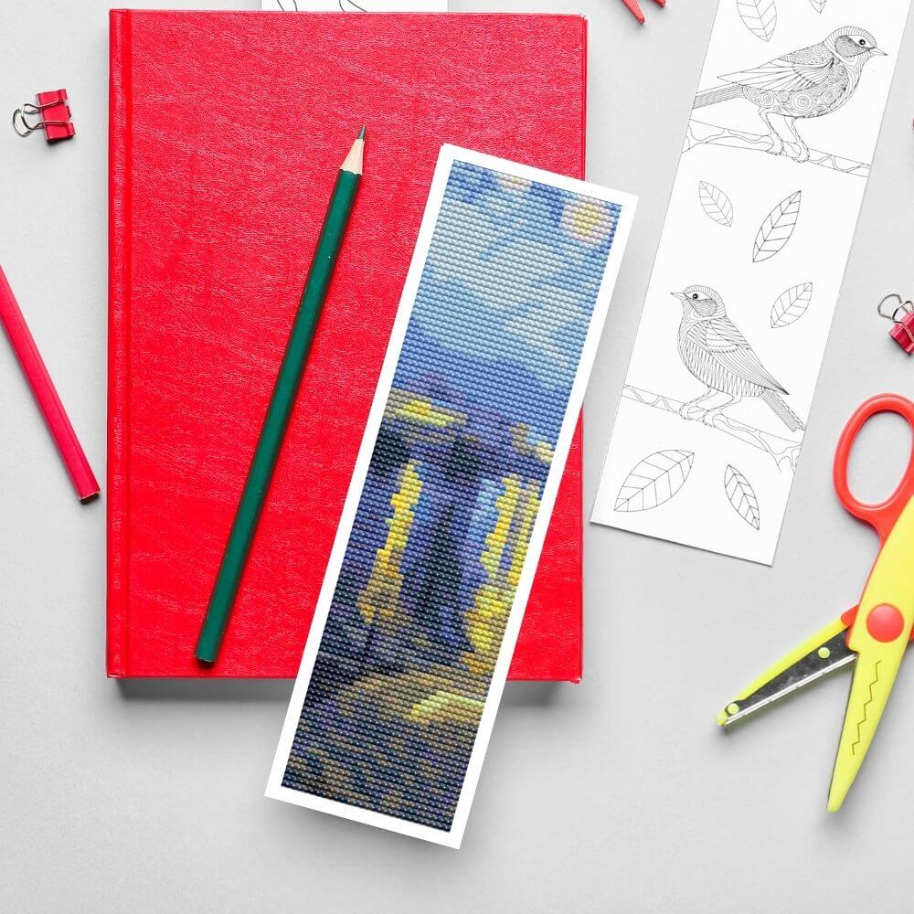 Starry Night over Rhone Bookmark Cross Stitch Pattern