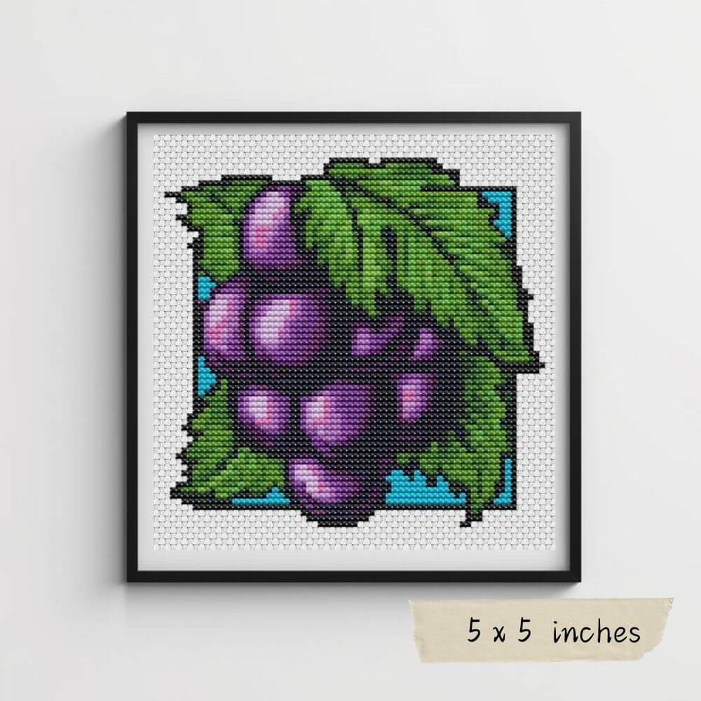 Garden Series: Apple, Grapes, Orange & Watermelon Mini Cross Stitch Pattern