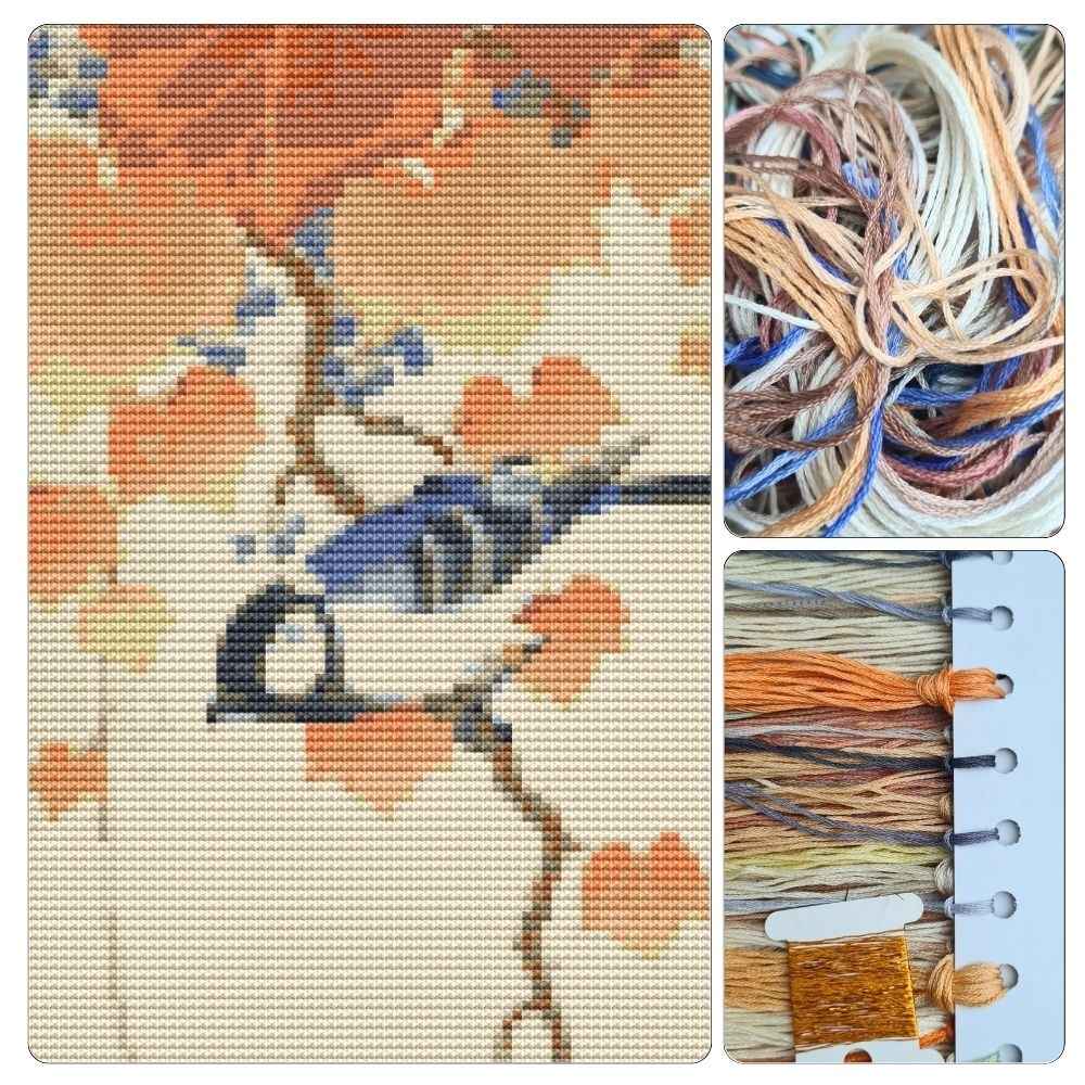 Great Tit on Paulownia Branch Cross Stitch Kit