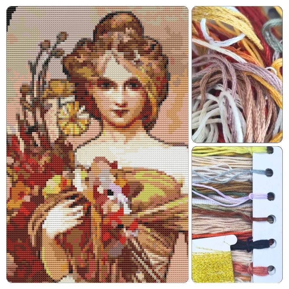 Spring Ellipse Cross Stitch Kit by Alphonse Mucha