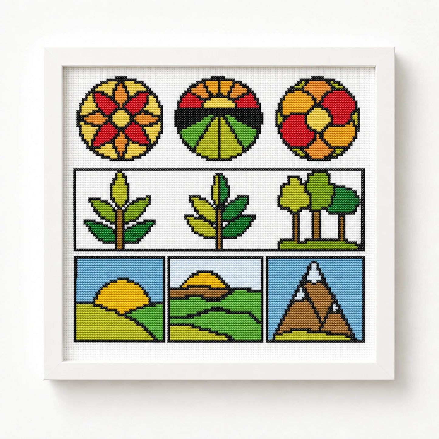 Panel Series featuring Green Earth Cross Stitch Kit - Square Panel Cross Stitch Kit - The Art of Stitch