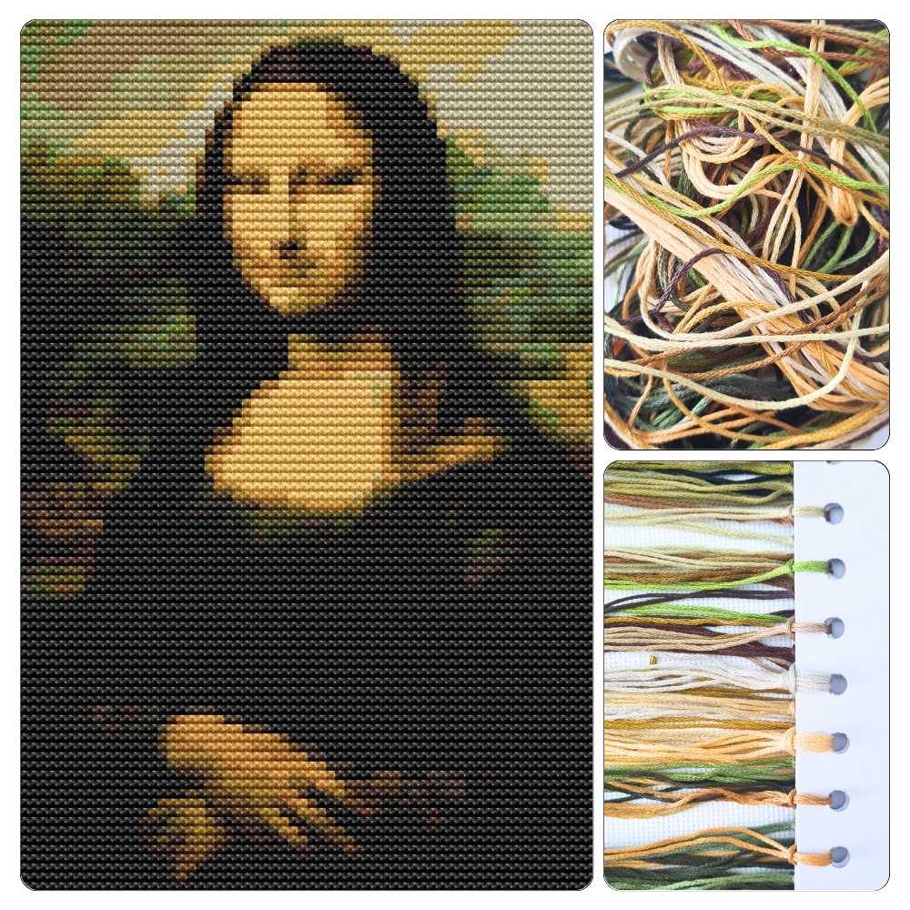 Mona Lisa Mini Cross Stitch Kit - Mini Cross Stitch Kit - Leonardo da Vinci
