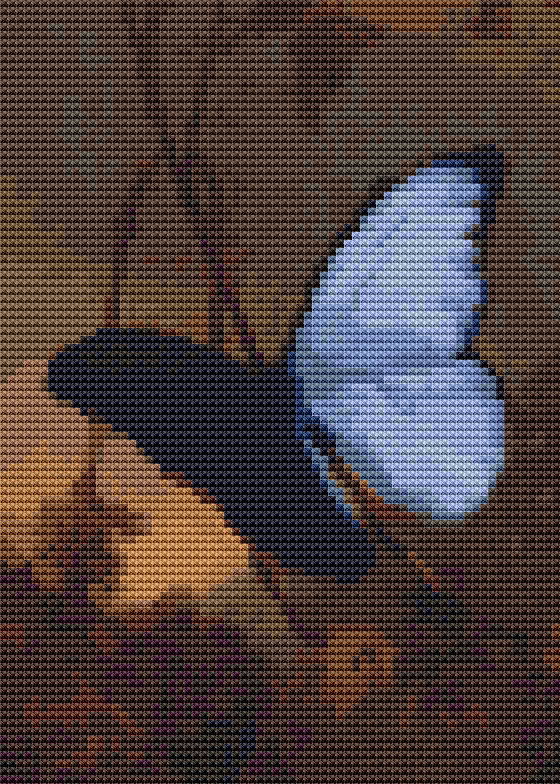 Blue Morpho Butterfly Mini Cross Stitch Pattern by Martin Johnson Heade