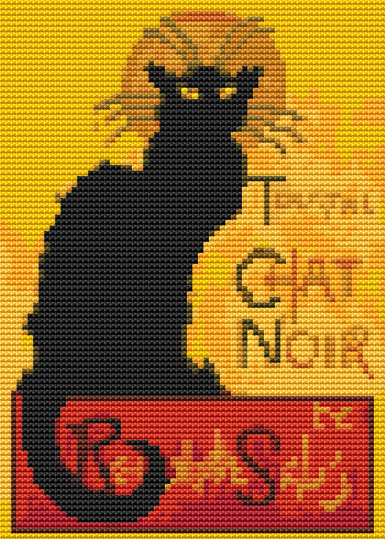 Chat Noir Mini Cross Stitch Pattern by Théophile Steinlen