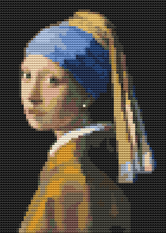The Girl with the Pearl Earring Mini Cross Stitch Pattern by Johannes Vermeer
