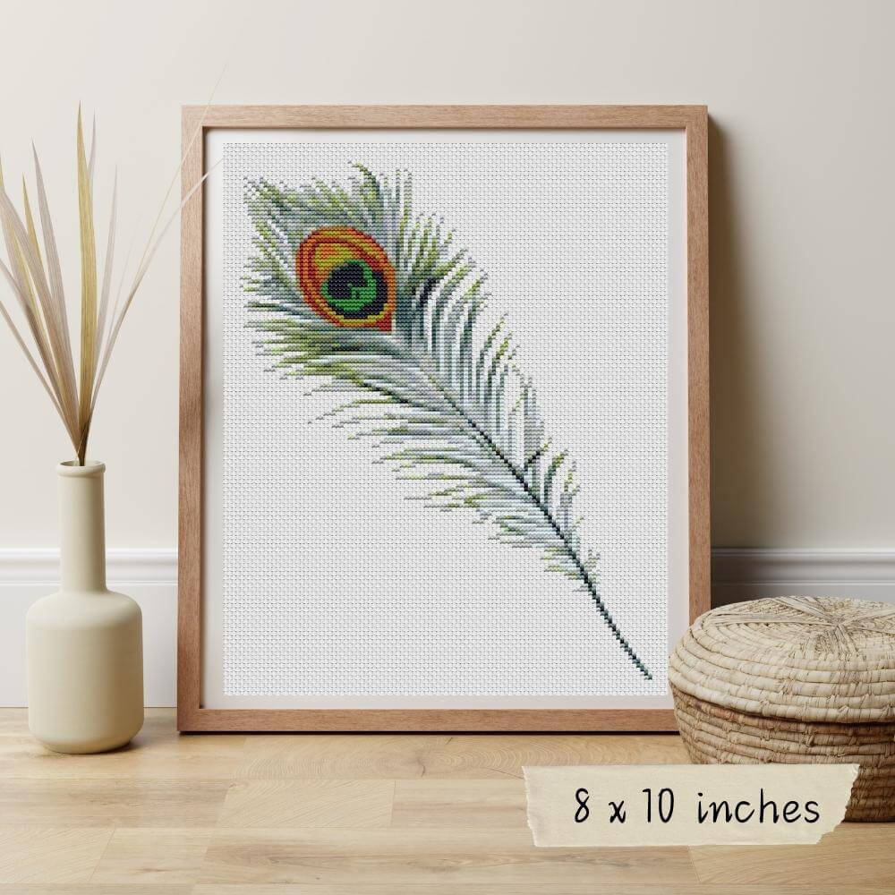 Peacock Feather Mini Cross Stitch Pattern