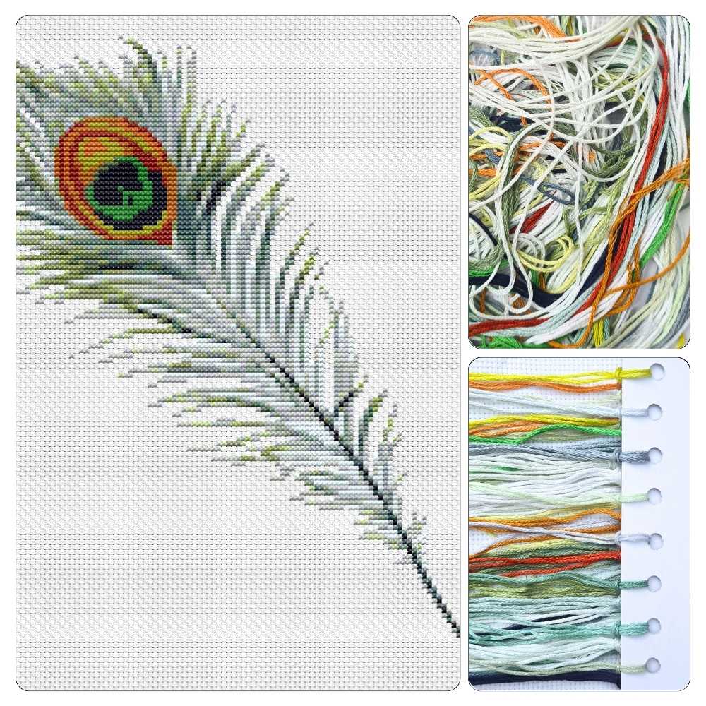 Peacock Feather Mini Cross Stitch Kit