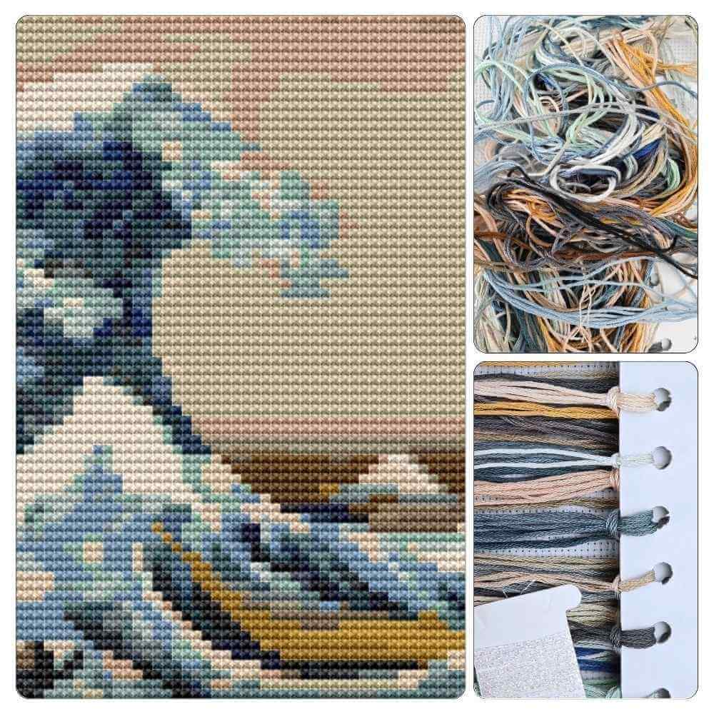 The Great Wave off Kanagawa Mini Cross Stitch Kit