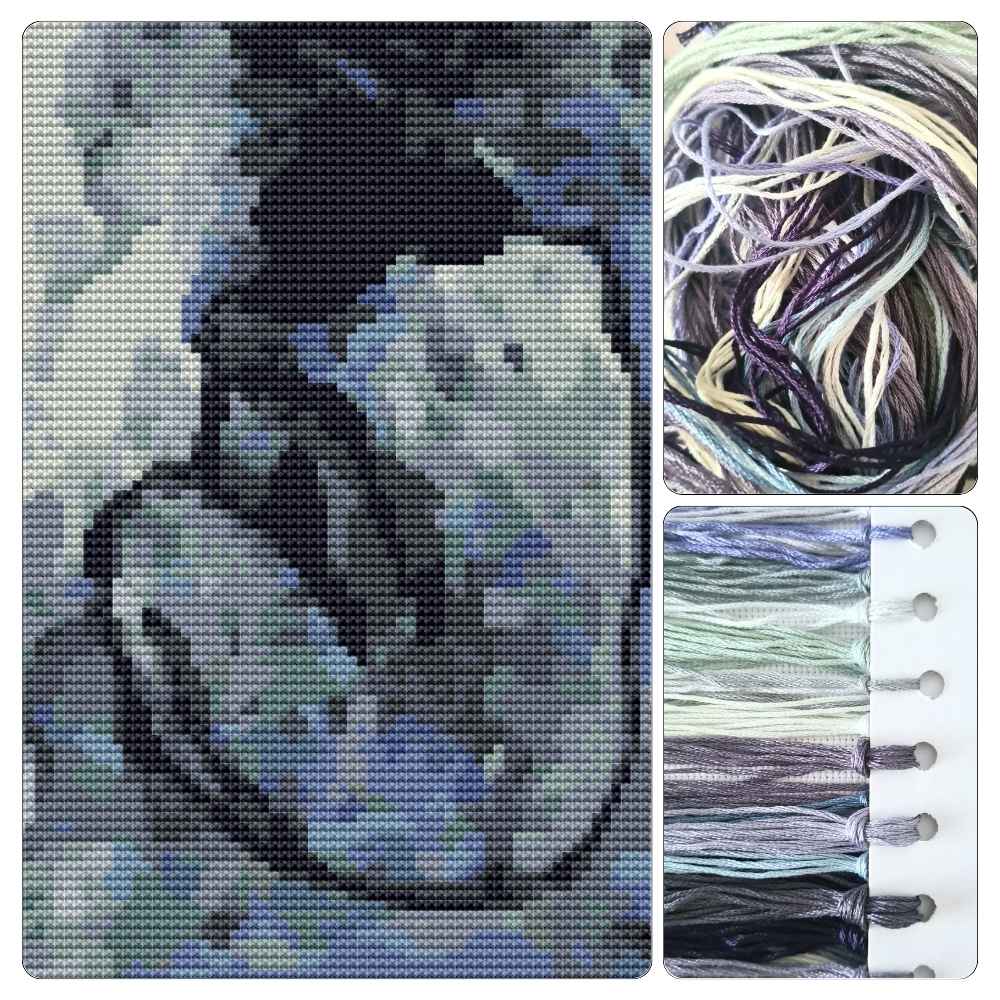 Blue Nude Mini Cross Stitch Kit