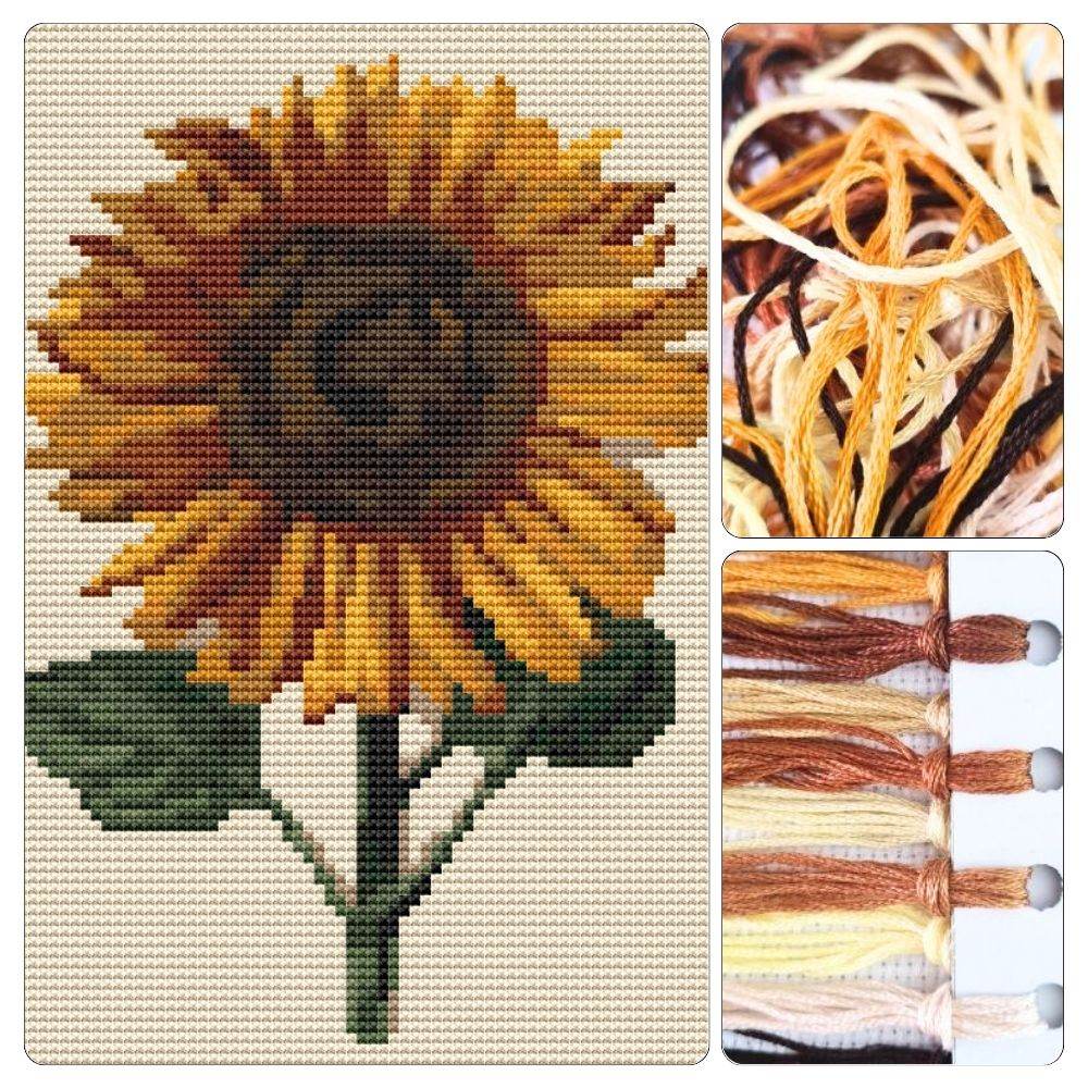 Sunflower Mini Cross Stitch Kit by Daniel Froeschl