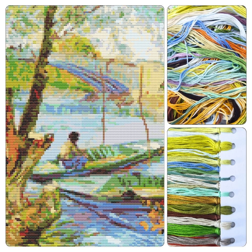 Fishing in the Spring Cross Stitch Kit - Premium Cross Stitch Kit - Vincent Van Gogh