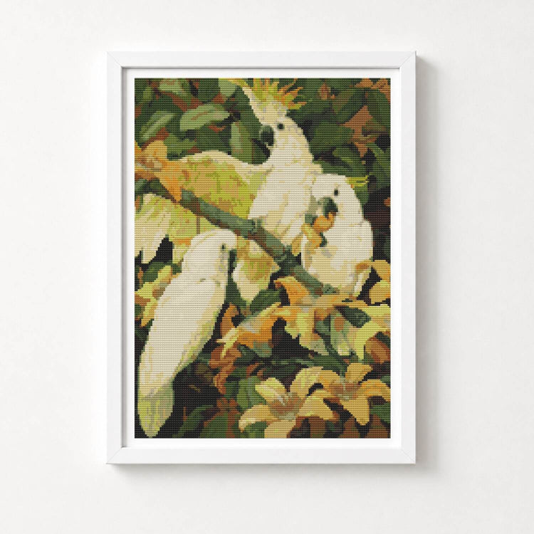Sulphur Crested Cockatoos Cross Stitch Kit - Premium Cross Stitch Kit - Jessie Arms Botke