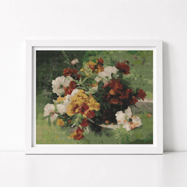 Flowers in a Porcelain Vase Cross Stitch Kit - Premium Cross Stitch Kit - Eugène Henri Cauchois