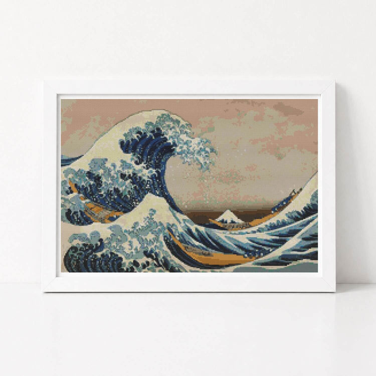 The Great Wave off Kanagawa Cross Stitch Kit - Premium Cross Stitch Kit - Katsushika Hokusai