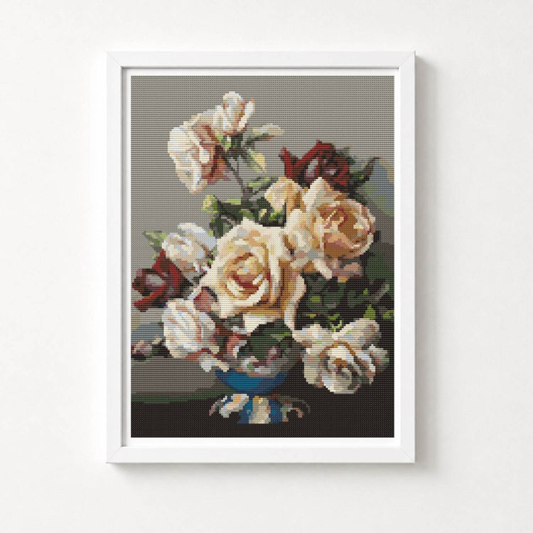Vase of Roses Cross Stitch Kit - Premium Cross Stitch Kit - Irene Klestova