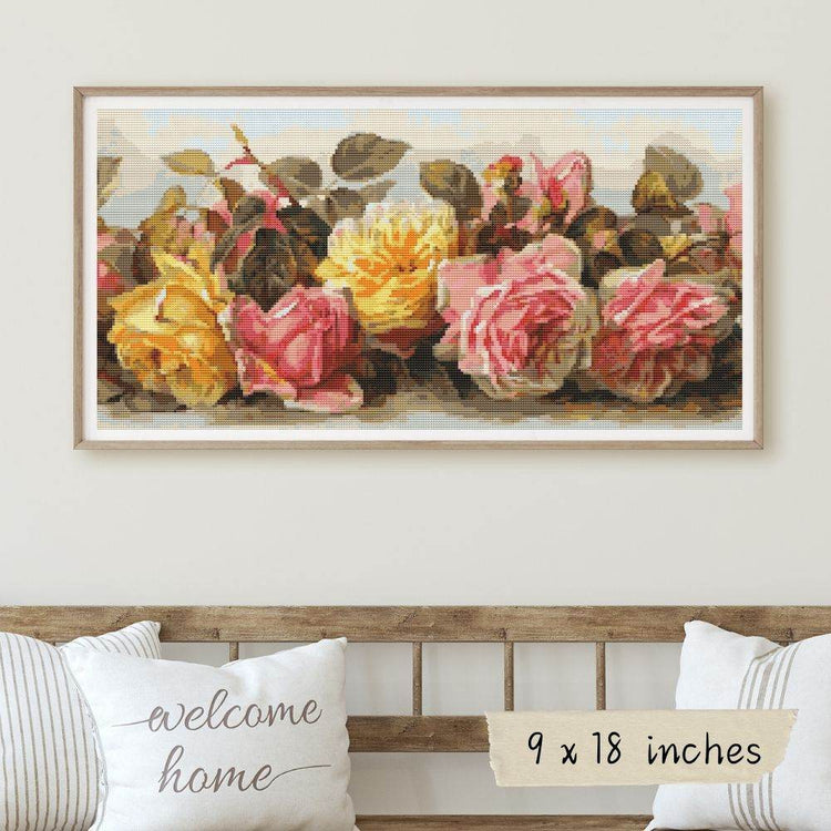 Papa Gontier Roses Cross Stitch Kit - Premium Cross Stitch Kit - Raoul de Longpre