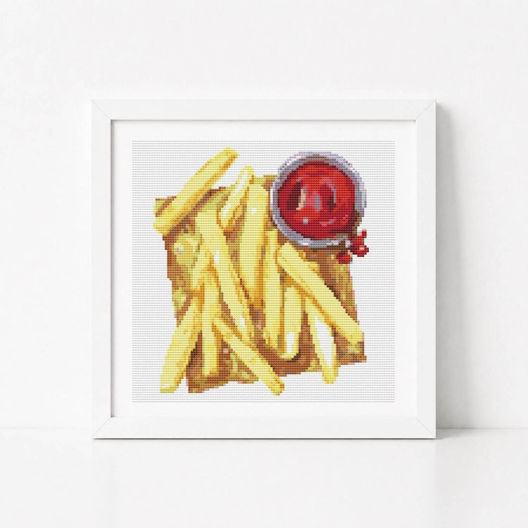 French Fries and Sauce Cross Stitch Kit - Mini Cross Stitch Kit - The Art of Stitch