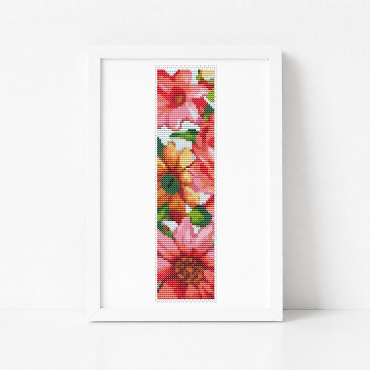 Red and Yellow Flowers Bookmark Cross Stitch Pattern - Bookmark Cross Stitch Pattern - The Art of Stitch