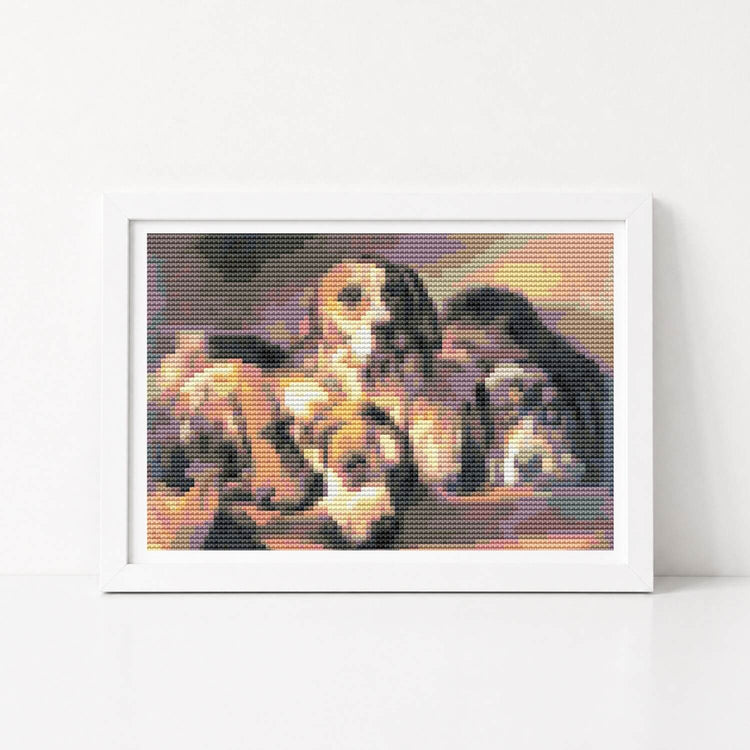 French Hounds Mini Cross Stitch Kit - Mini Cross Stitch Kit - Benno Raffael Adams