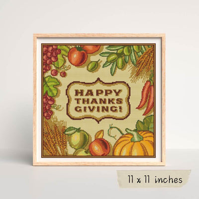 Happy Thanksgiving Cross Stitch Pattern