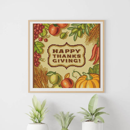 Happy Thanksgiving Cross Stitch Pattern - Premium Cross Stitch Pattern - The Art of Stitch