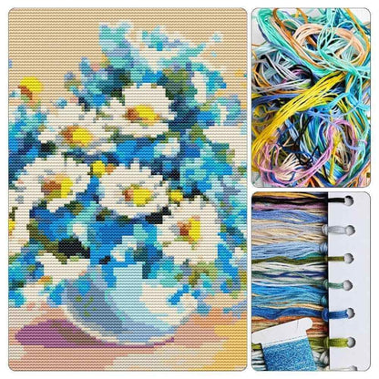 Daisies in a Sea of Blue Cross Stitch Kit