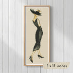 Lady in Black Cross Stitch Pattern