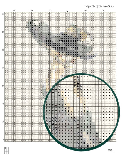 Lady in Black Cross Stitch Kit - Premium Cross Stitch Kit - The Art of Stitch