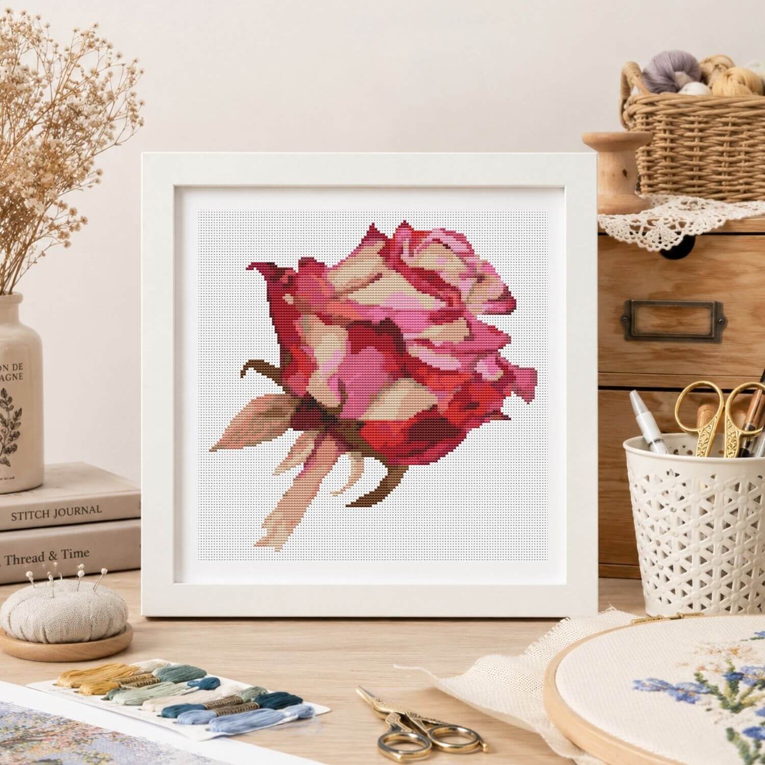 Red Rose Cross Stitch Pattern - Premium Cross Stitch Pattern - The Art of Stitch