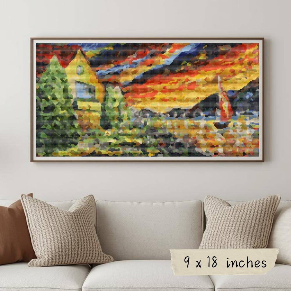 Watercolor House Cross Stitch Pattern