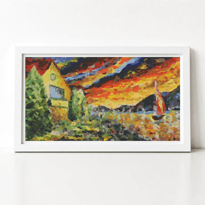 Watercolor House Cross Stitch Kit