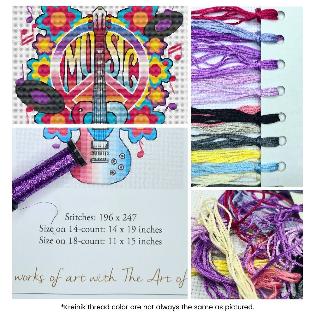 Peace, Love and Music Cross Stitch Kit | The Art of Stitch