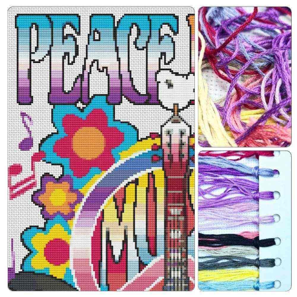 Peace, Love and Music Cross Stitch Kit