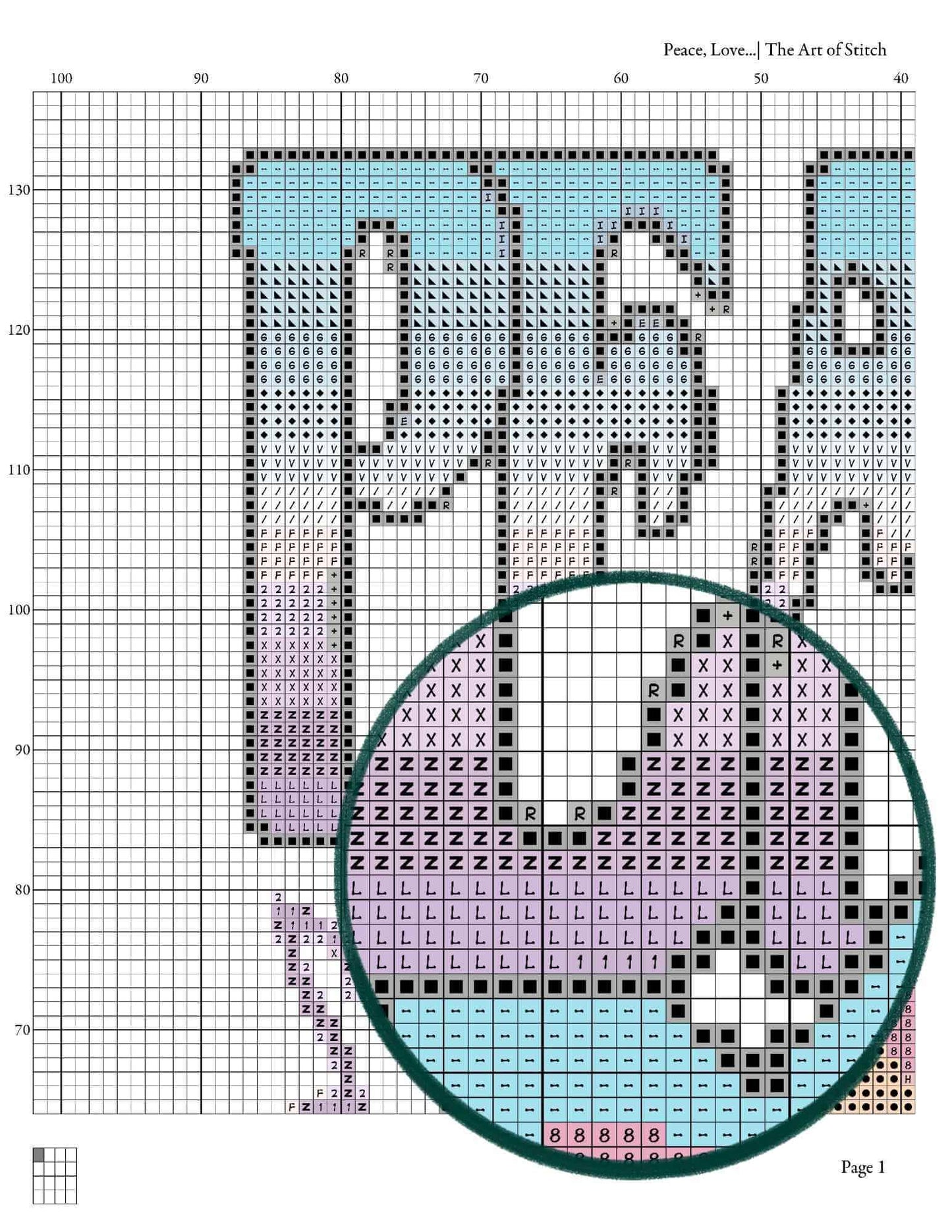 Peace, Love and Music Cross Stitch Kit - Premium Cross Stitch Kit - The Art of Stitch