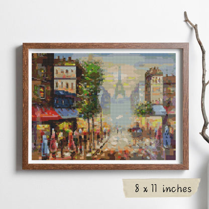 View of the Eiffel Tower Cross Stitch Kit | The Art of Stitch