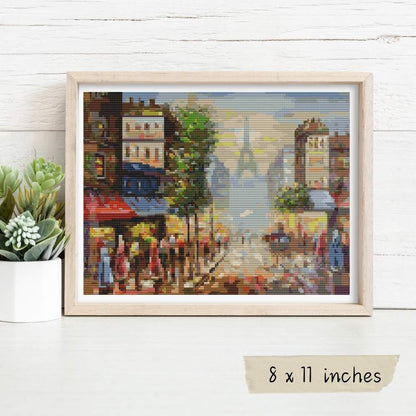 View of the Eiffel Tower Cross Stitch Pattern
