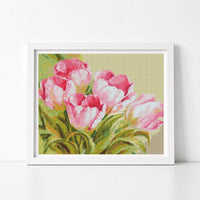 Pink Tulips Cross Stitch Pattern - Premium Cross Stitch Pattern - The Art of Stitch