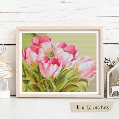 Pink Tulips Cross Stitch Kit