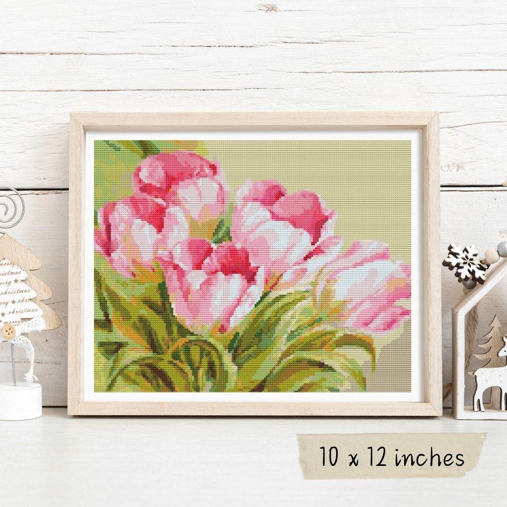 Pink Tulips Cross Stitch Pattern by The Art of Stitch