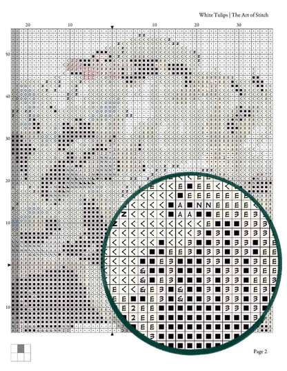 White Tulips Cross Stitch Kit - Premium Cross Stitch Kit - The Art of Stitch
