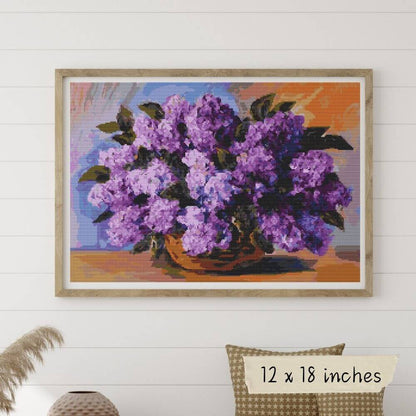 Lilacs in a Vase Cross Stitch Pattern
