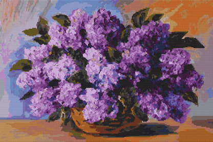 Lilacs in a Vase Cross Stitch Pattern