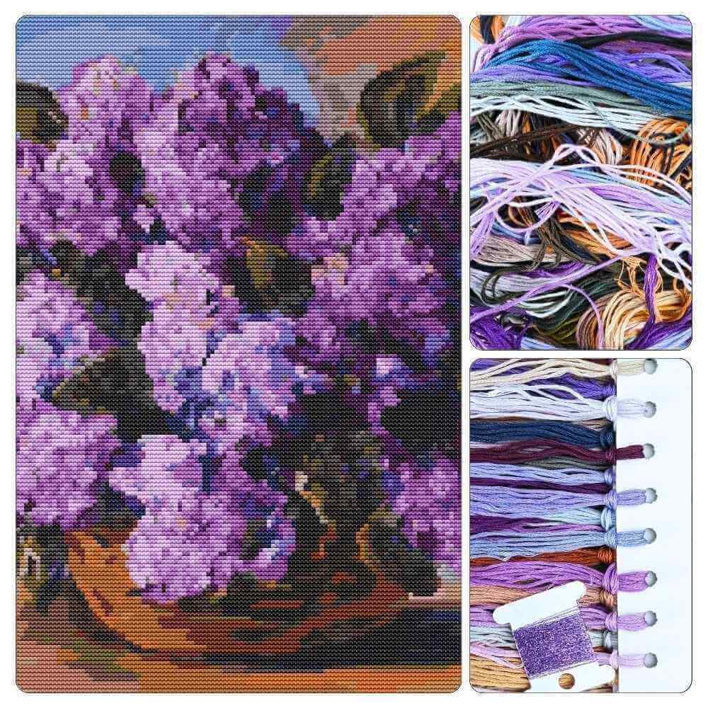 Lilacs in a Vase Cross Stitch Kit